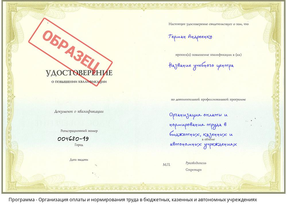 Организация оплаты и нормирования труда в бюджетных, казенных и автономных учреждениях Бугуруслан