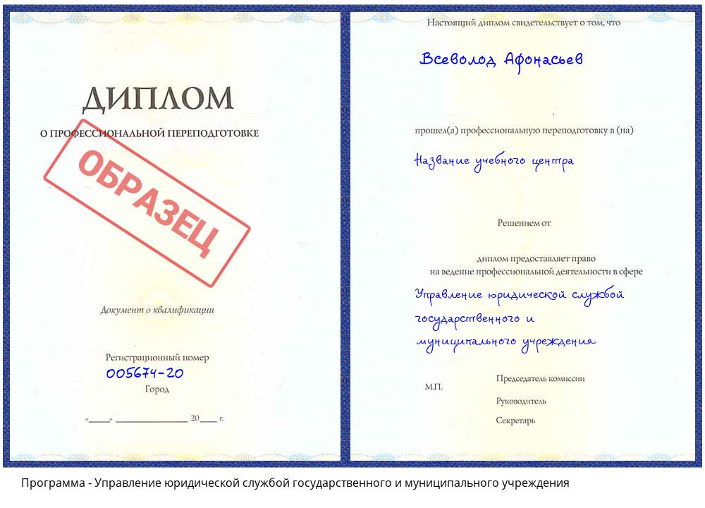 Управление юридической службой государственного и муниципального учреждения Бугуруслан